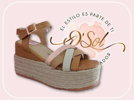 ALPARGATAS  ISELA CAMEL COMBINADO  8CM