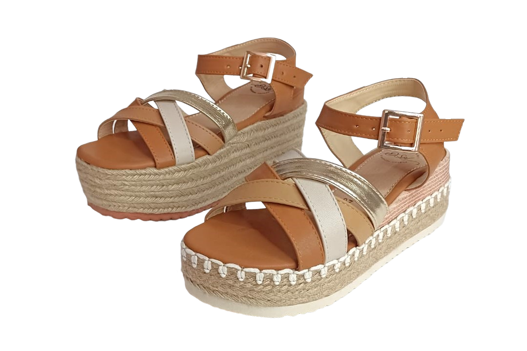 ALPARGATAS  ISELA  CAMEL COMBINADO  5CM