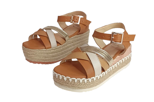 ALPARGATAS  ISELA  CAMEL COMBINADO  5CM