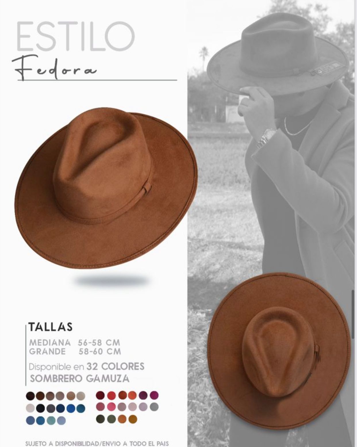 SOMBRERO GAMUZA FEDORA